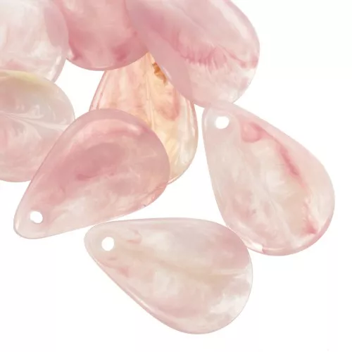 24.5mm Curved Flower Petal Sequins in Acrylic - Marbled old rose x6