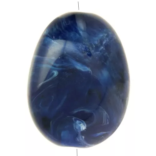 30x23mm Flat acrylic bead - Midnight blue marble x1