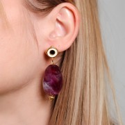 30x23mm Flat acrylic bead - Midnight blue marble x1