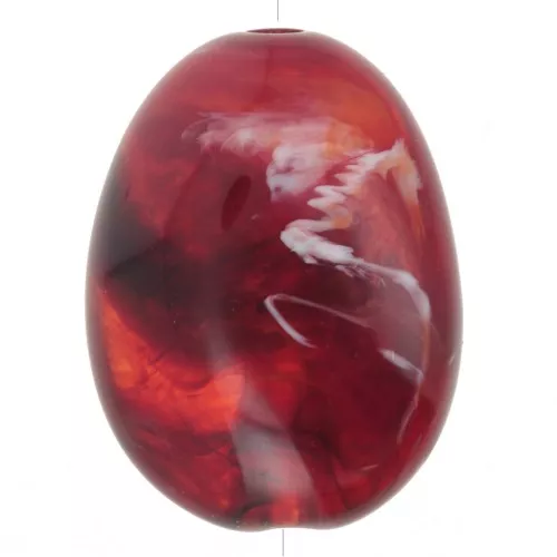 30x23mm Flat acrylic bead - Marbled Red x1