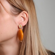 30x23mm Flat acrylic bead - Marbled Red x1