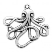 Pendant octopus 35 mm Antique Silver Plating