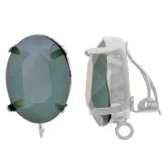 18x13mm Ear clips for cabochon open ring - Fine silver plated x2