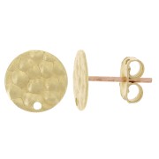 10mm Hammered disc earstuds with hole - Rough brass x2|raw }}