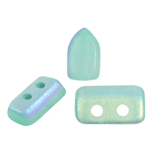2x5mm Glass beads Piros® by Puca® - Blue Green Opal AB Mat x10g