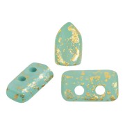 2x5mm Glass beads Piros® by Puca® - Blue Green Opal Mat Gold Splash x10g|raw }}