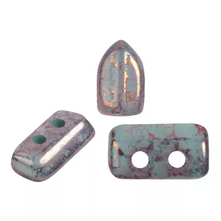 2x5mm Glass beads Piros® by Puca® - Blue Green Opal Bronze x10g