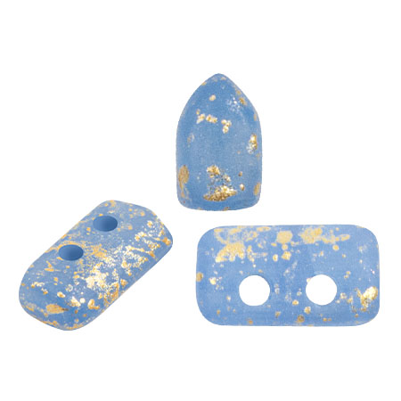 2x5mm Glass beads Piros® by Puca® - Blue Opal Mat Gold Splash x10g