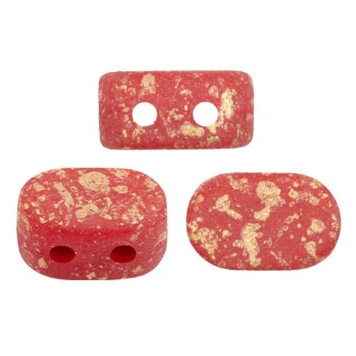 4x6mm Lipsi® Glass beads by Puca® - Grenadine Opal Mat Gold Splash x10g