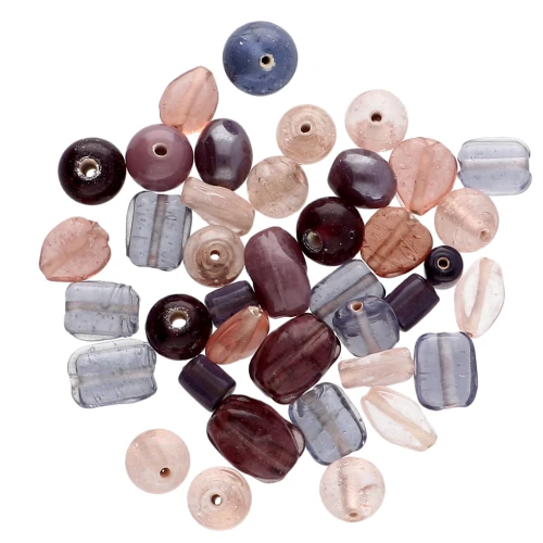 Set of glass beads Mauve AB x50g