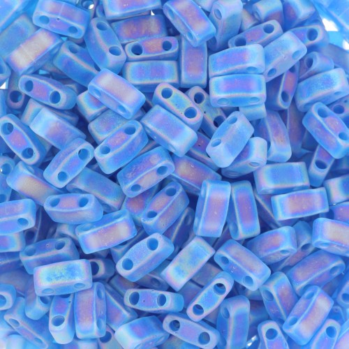 5x2.3x1.9mm Miyuki Half Tila Beads HTL-0149FR - Transparent Capri Blue AB Mat x10g
