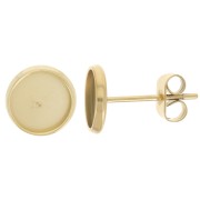6mm 303L stainless steel Cabochon earstuds flat back - Gold x2