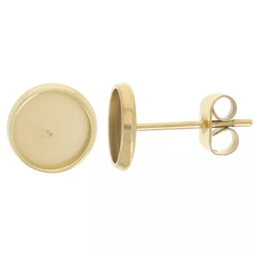 6mm 303L stainless steel Cabochon earstuds flat back - Gold x2
