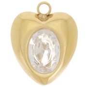 13.5x11mm 304L stainless steel Heart charm zirconium oxide - Gold x1|raw }}