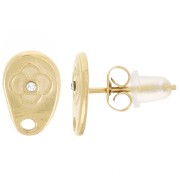 10x6.5mm 316L stainless steel irregular drop earstuds with rhinestones - Gold x2|raw }}