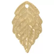 17x10 mm 304L stainless steel Leaf charm - Gold x1