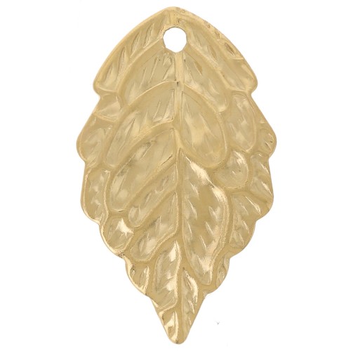 17x10 mm 304L stainless steel Leaf charm - Gold x1