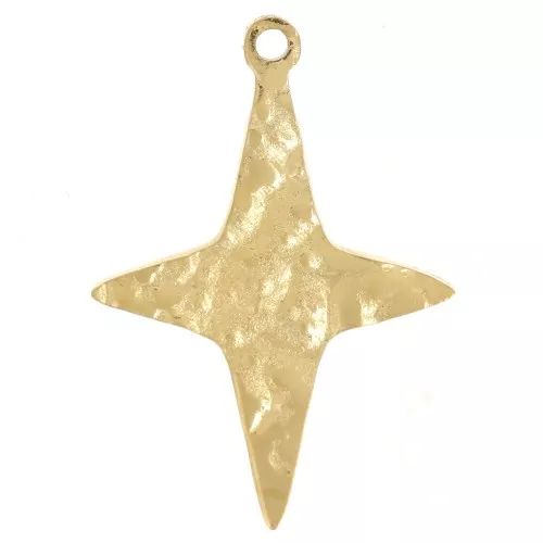 17x12mm Stainless Steel 316L Hammered Star Charm - Gold x1