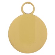 10mm 316L st. steel round charm with epoxy resin - Yin and Yang motif - Gold x1