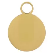 10mm 316L st. steel round charm with epoxy resin - Yin and Yang motif - Gold x1