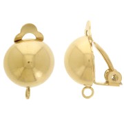 12mm 304L st. steel Half-ball ear clips non-pierced ears - open ring - Gold x1