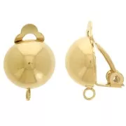 12mm 304L st. steel Half-ball ear clips non-pierced ears - open ring - Gold x1