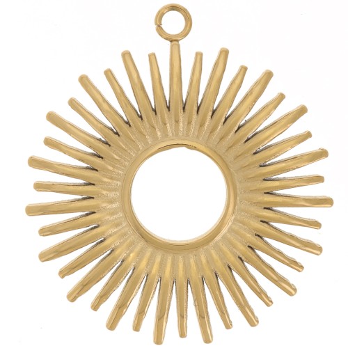 37x24mm 304L stainless steel Sun pendant - Gold x1