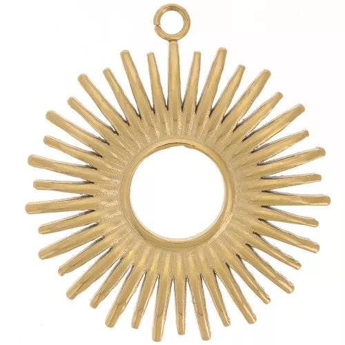37x24mm 304L stainless steel Sun pendant - Gold x1