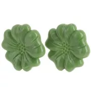 48mm opaque resin flower earrings - Khaki marble x2