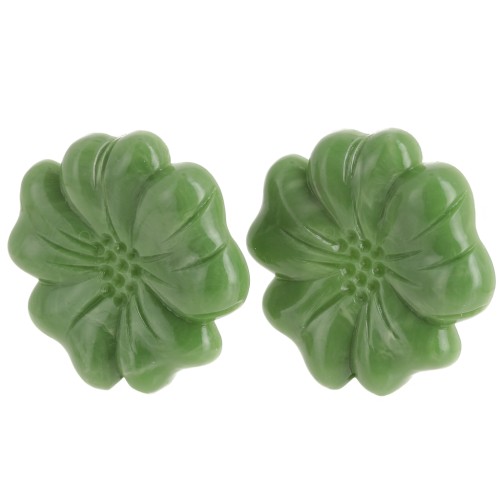 48mm opaque resin flower earrings - Khaki marble x2