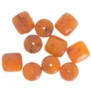 16x14mm Tube beads in translucent resin - Apricot marbled x4