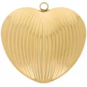 Curved heart pendant 34x35 mm - 304L stainless steel, gold-plated x1