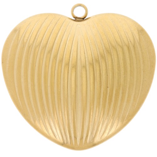 Curved heart pendant 34x35 mm - 304L stainless steel, gold-plated x1