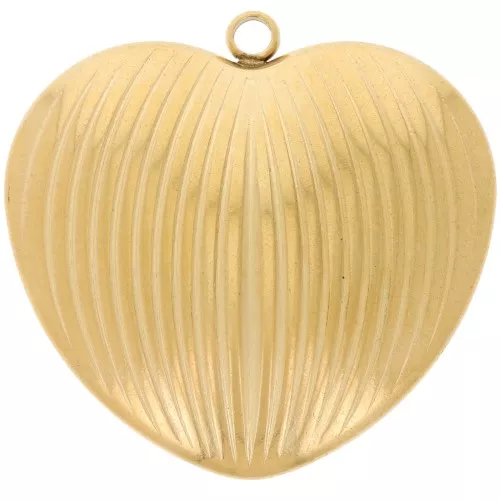 Curved heart pendant 34x35 mm - 304L stainless steel, gold-plated x1