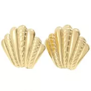 29x32mm 304L stainless steel Shell earrings with twisted effect - Gold x2
