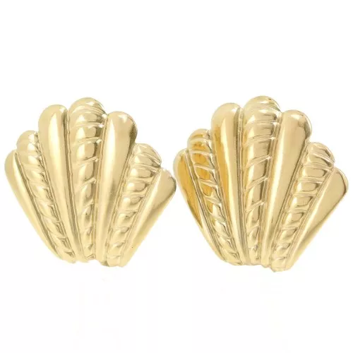 29x32mm 304L stainless steel Shell earrings with twisted effect - Gold x2