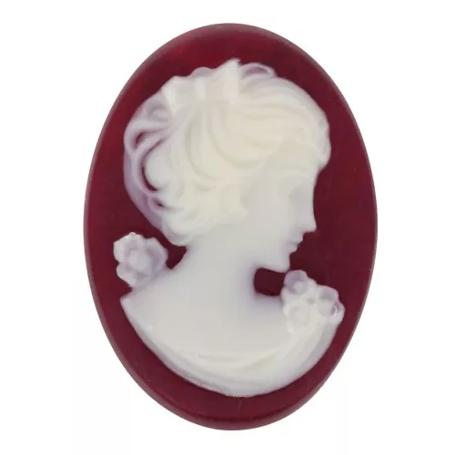 18x13mm Resin Cameo - right side - Lie de vin x1