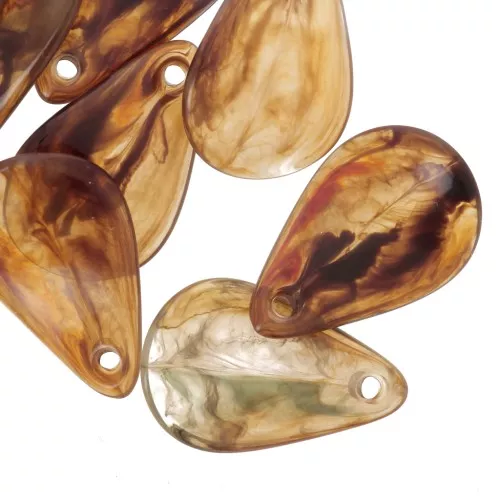 24.5mm curved flower petals in acrylic - Topaz marbled x6
