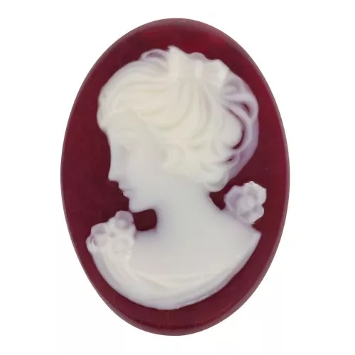 18x13mm Resin Cameo - left side - Lie de vin x1