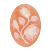 18x13mm Resin Cameo - flower pattern - Dark Orange x1