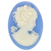 25x18mm Resin Cameo - right side - Sky Blue x1