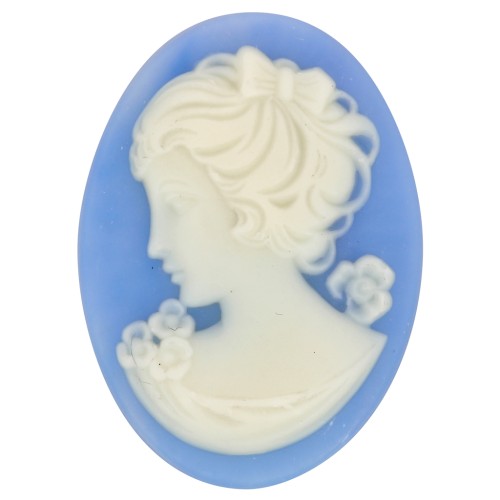 25x18mm Resin Cameo - left side - Sky Blue x1