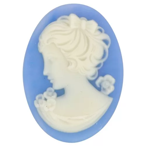 25x18mm Resin Cameo - left side - Sky Blue x1