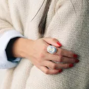 25x18mm Resin Cameo - left side - Sky Blue x1