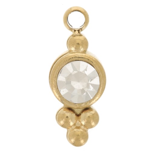 Zirconium oxide round charm with small balls 10x4mm - Stainless steel 304L Gilded x1