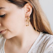 Zirconium oxide round charm with small balls 10x4mm - Stainless steel 304L Gilded x1