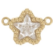 12x8.5mm Zirconium Oxide Star Spacer - Gold-Plated 304 Stainless Steel - Crystal x1