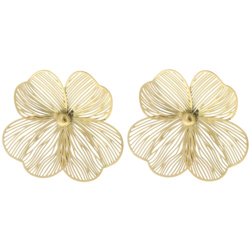 47mm 316L stainless steel Flower earrings - Gold x2