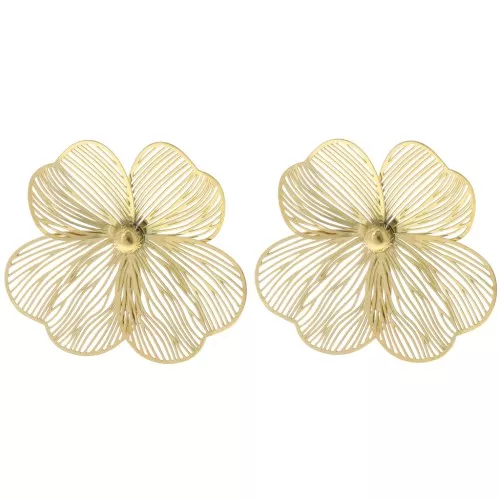 47mm 316L stainless steel Flower earrings - Gold x2
