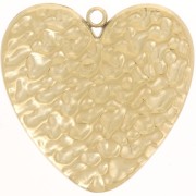 22mm 304L stainless steel hammered heart pendant - Gold x1|raw }}